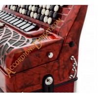 Scandalli Air I C chromatic C system 120 bass 4 voice red button accordion. Midi options available.